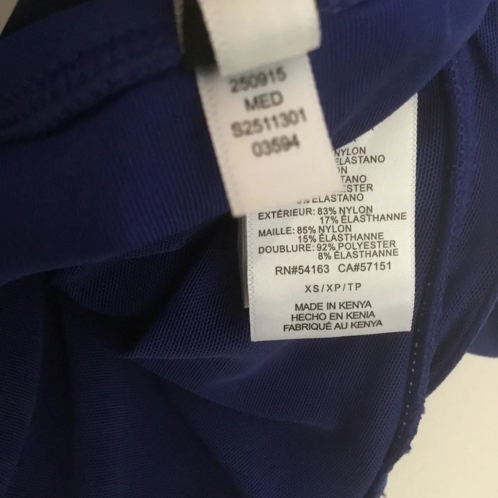 DKNY XS One Piece Blue Bathing Suit Underwire Ruching Swimsuit Swim Ruffle NWOT - Picture 13 of 13